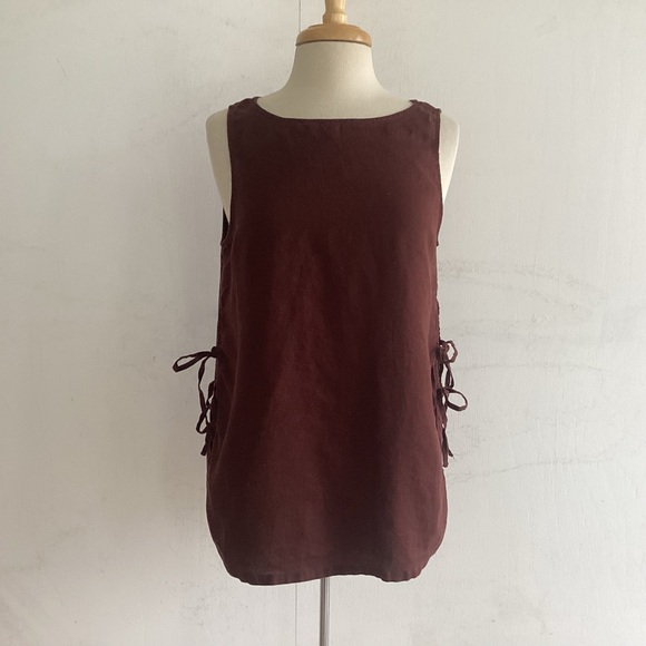 Rachel Zoe Tops - Lagenlook Chocolate Brown 100% Linen Rachel Zoe Scoopneck Sleeveless Tunic Top M